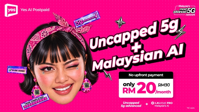 Yes AI 30: RM30 postpaid with uncapped 5G, no FUP and free ILMUchat Pro