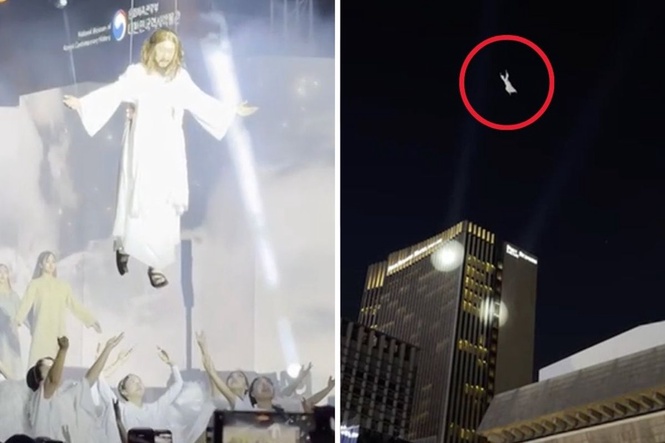 He is risen and risen and risen: ‘Jesus’ actor disappears into sky during Easter spectacular