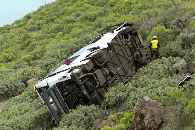 Canary Islands bus crash latest: British pensioner, 77, dies and 27 injured after tourist bus plunges into ravine
