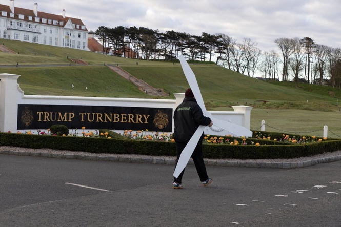 Greenpeace installs ‘wind farm’ in new protest at Trump’s Turnberry golf resort
