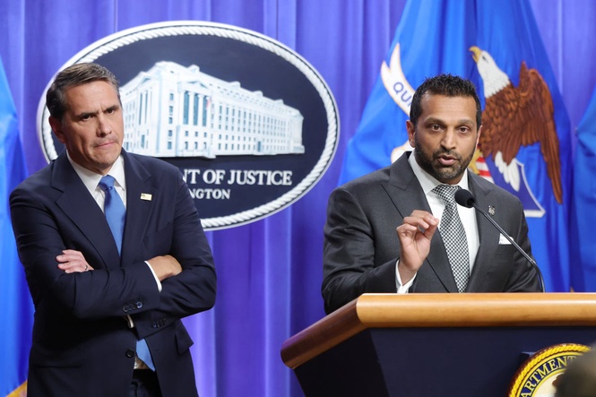 ‘I never listen to the fake news mafia’: Kash Patel and Todd Blanche get heated with reporters over FBI director allegations