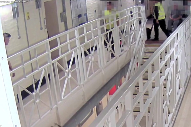 Jury shown dramatic CCTV footage of Ian Watkins after prison stabbing
