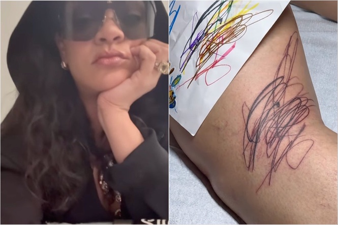 Rihanna shows off new tattoo designed by her children
