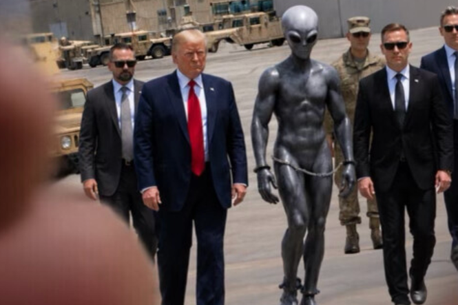 Trump posts AI images of himself with buff alien and space lasers in latest Truth Social spree