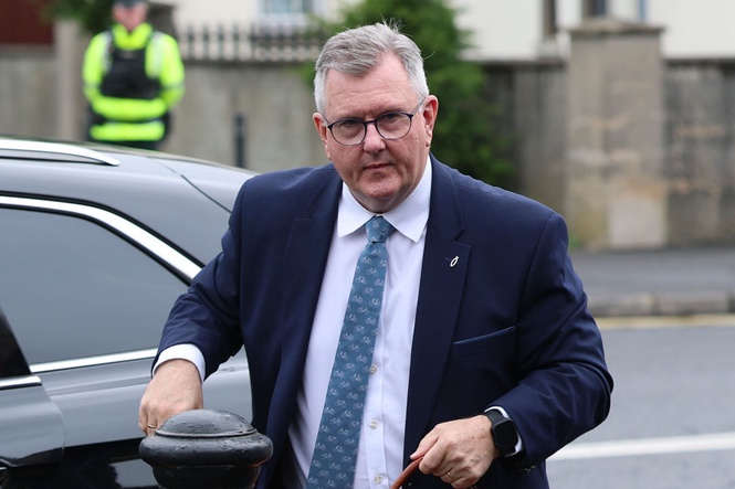 Jeffrey Donaldson arrives at court for second week of sexual offences trial