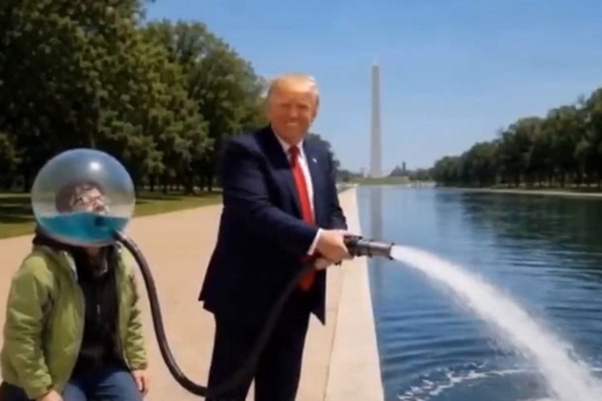 Trump shares bizarre AI video of him filling Reflecting Pool with tears as project marks completion