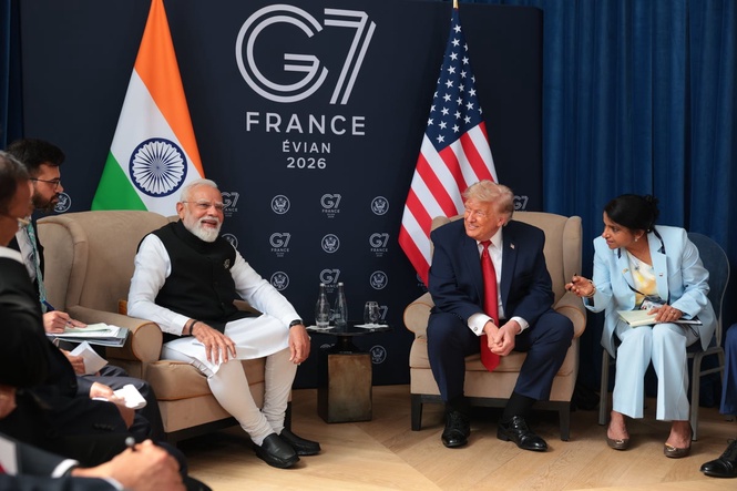 Trump calls Modi ‘most beautiful man’ during press conference – while Indian PM takes no questions