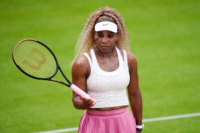 Serena Williams practises at Wimbledon ahead of grand slam return