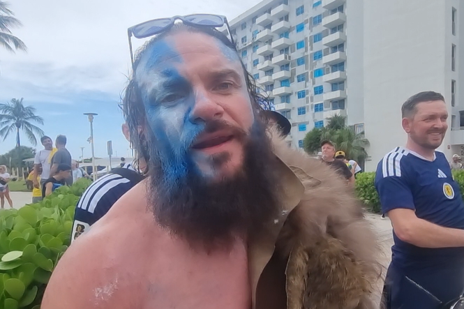Scotland fans parade through Ocean Drive, Miami, in second day of celebrations