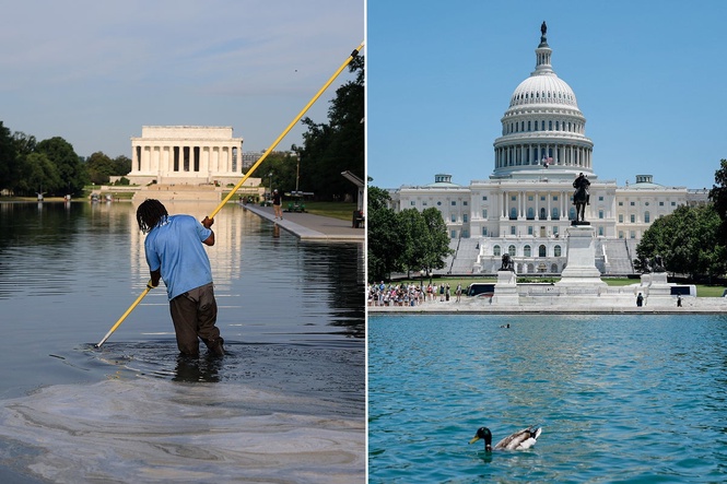 How the National Mall’s other reflecting pool has avoided the green algae that overwhelmed Trump’s renovations