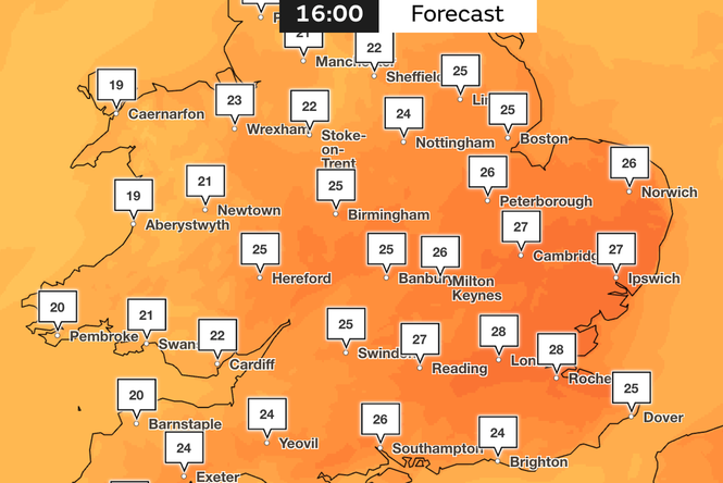 Mapped: Where temperatures will hit 31C in July heatwave