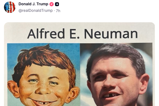 Trump kicks off America’s 250th with dead of night memes trolling foes as Pee-wee Herman and Alfred E. Neuman