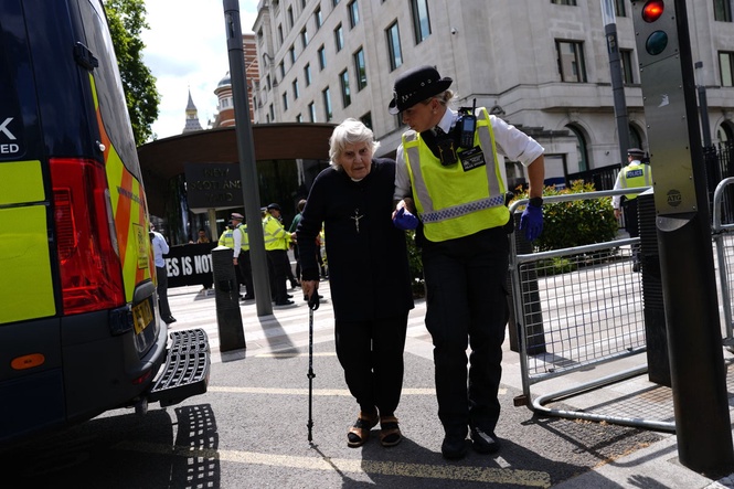 Retired priest, 84, arrested at Palestine Action protest