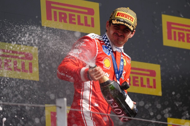 George Russell’s title hopes boosted as Charles Leclerc wins British Grand Prix