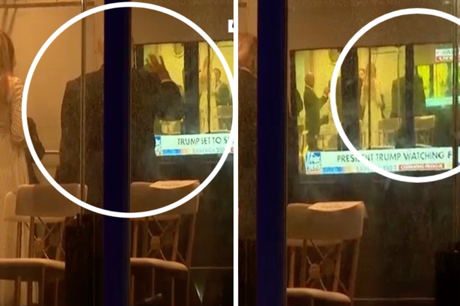 Trump spots himself on TV and waves as America 250 celebrations stall