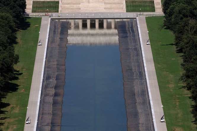 Trump lashes out at claim Reflecting Pool was drained to address ‘peeling paint’