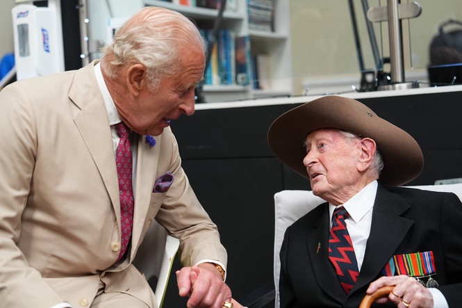 King Charles meets 104-year-old war veteran during historic visit