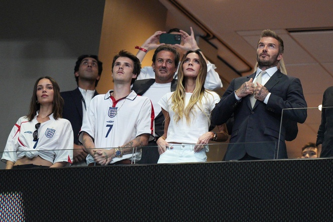 Who are the famous faces watching England v Argentina? Sir David Beckham spotted with family at World Cup semi-final