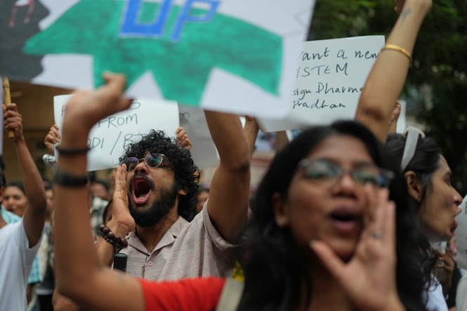India's Cockroach movement supporters gather to attempt a march to Parliament