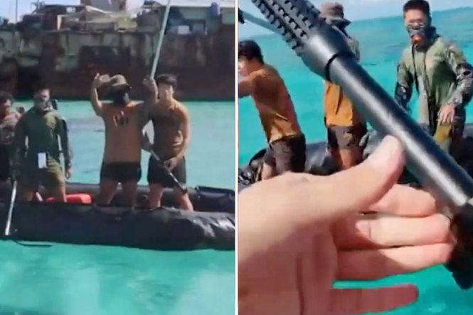 Naval crews beat each other with oars as Philippine and Chinese vessels clash over disputed territory