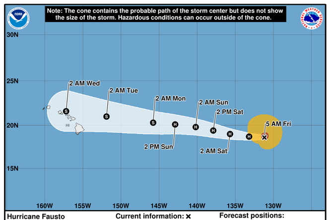 Hurricane Fausto strengthens into a Category 2 storm ahead of Hawaii approach