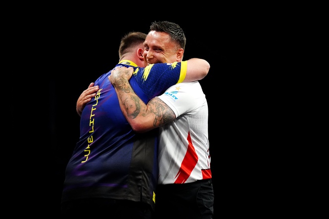 Gerwyn Price (right) recognises Littler as “one in a million” (Bradley Collyer/PA) (PA Wire)