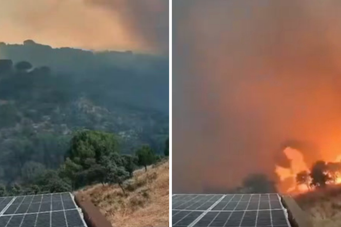 Dramatic CCTV footage shows wildfire spreading to home from mountains in just minutes