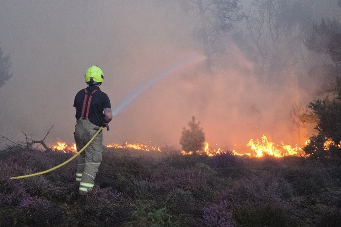 Holiday park evacuated during Suffolk wildfire, as power station monitors blaze