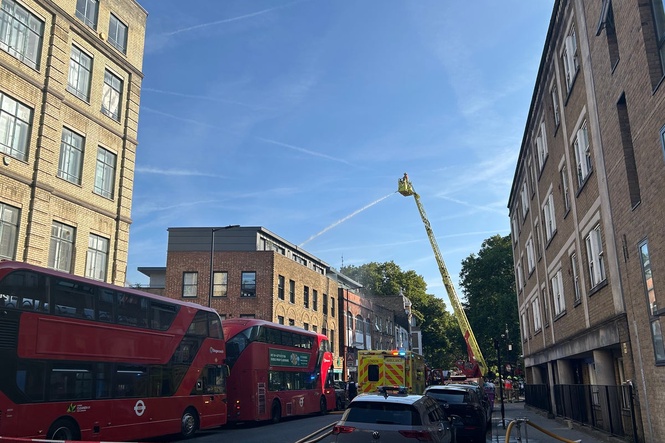 Smoke seen across central London after fire breaks out at flats in Shoreditch