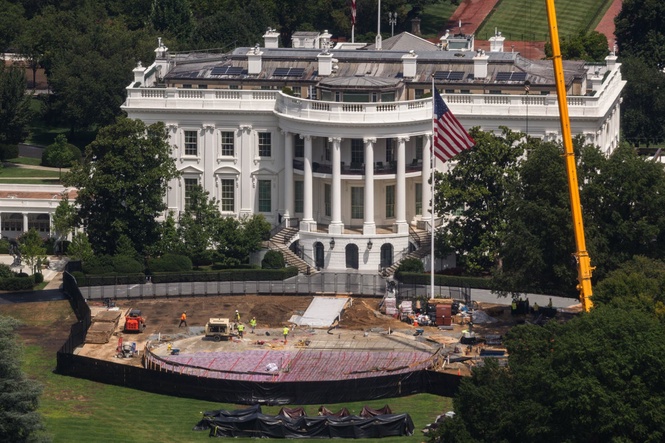 Massive granite seal on Trump’s new White House helipad is abruptly removed
