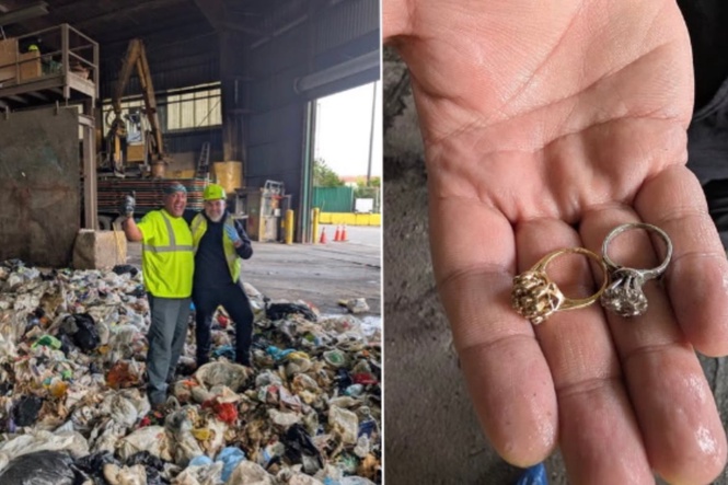 Two lost heirloom rings found after desperate search through 20,000lb of trash