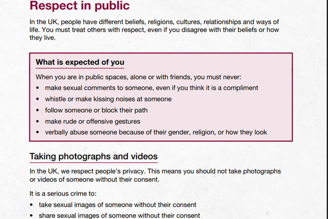 Home Office booklet tells asylum seekers that rape is illegal in UK