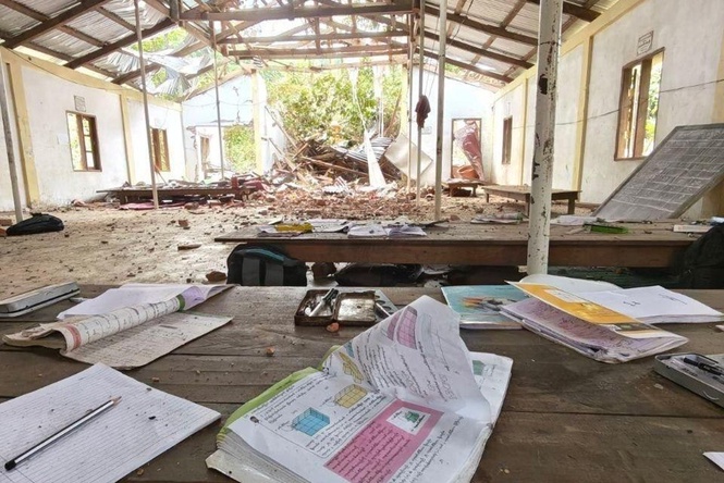 Airstrikes on school kill five people as UN says Myanmar’s human rights situation is at ‘new low’