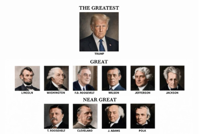 Trump – named America’s worst-ever president by panel of experts – puts out his own chart listing himself as the greatest