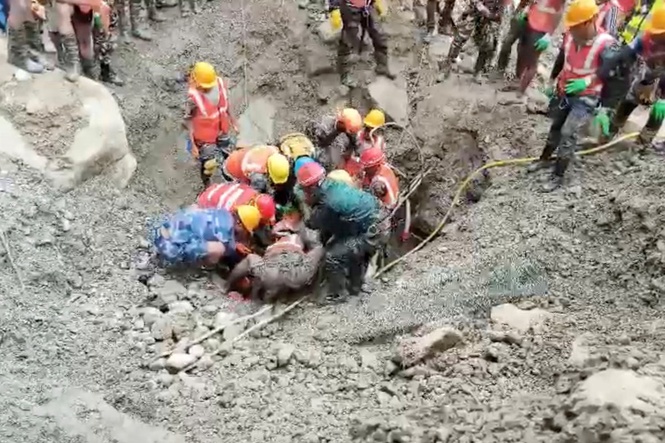 Miracle rescue as two men pulled from Nepal tunnel after nine days underground