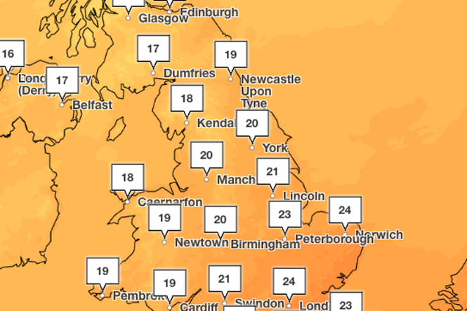 UK could see temperatures of 24C as heat returns