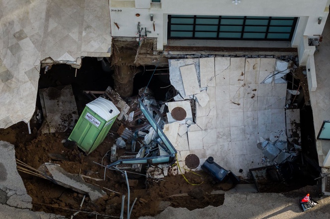 Driveway of coastal mansion owned by Nicolas Cage collapses