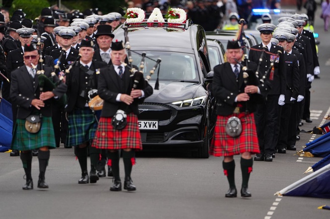 Hundreds of police officers line streets for funeral of colleague killed in A66 crash
