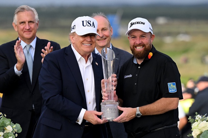 Trump presents trophy as Shane Lowry romps to record Irish Open victory