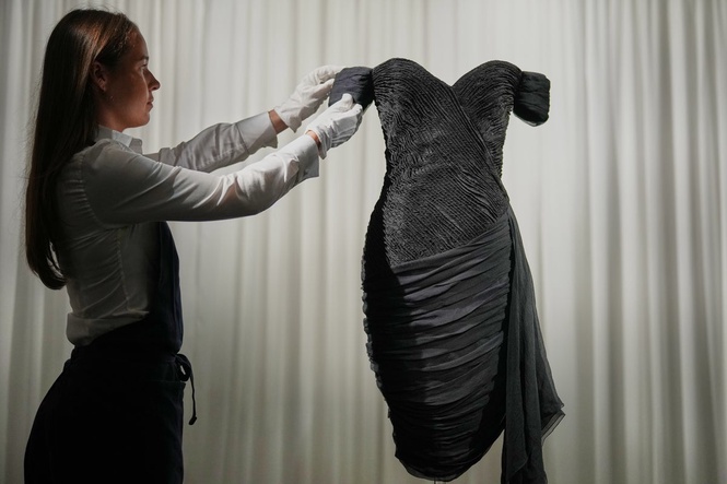 Back in black: Princess Diana's 'revenge dress' goes on show ahead of Sotheby's auction