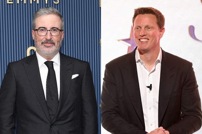 John Oliver jabs at Paramount CEO David Ellison and his ‘business daddy’ Larry