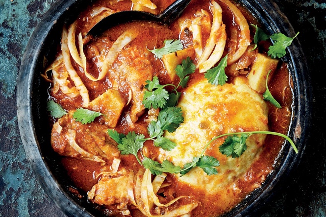 Nkrakra is a slow-cooking light and spicy broth from the cookbook "Zoe's Ghana Kitchen'