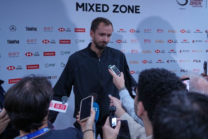 Daniil Medvedev apologises after hitting spectator with ball in Beijing default