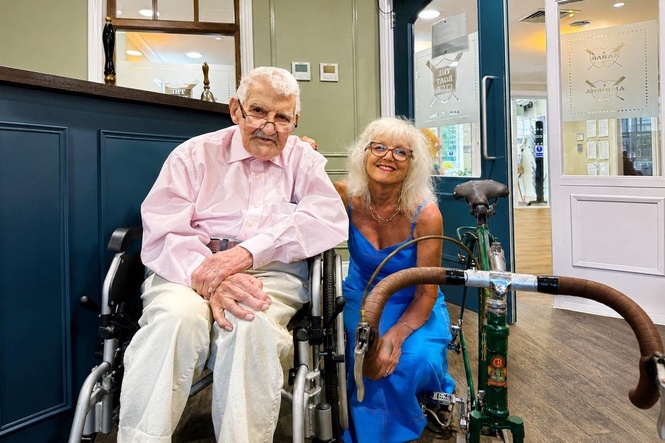 Great-grandfather reunited with beloved racing bike at care home