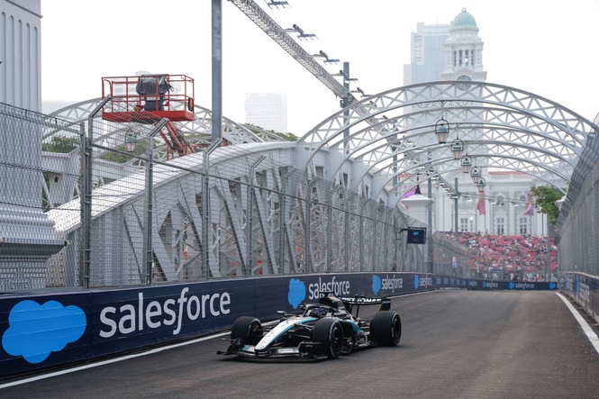 George Russell quickest in Singapore GP practice ahead of back-of-grid start