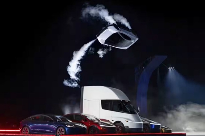 Watch: Tesla unveils ‘flying’ sports car with rocket boosters