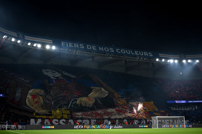 Barcelona report PSG to Uefa over ‘chainsaw massacre’ banner