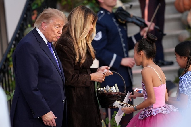 Donald Trump avoids another infamous Minions moment at White House Halloween event following last rally before midterms