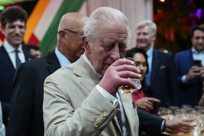 King Charles enjoys specially distilled rum 'Royal Welcome' during Guyana state visit
