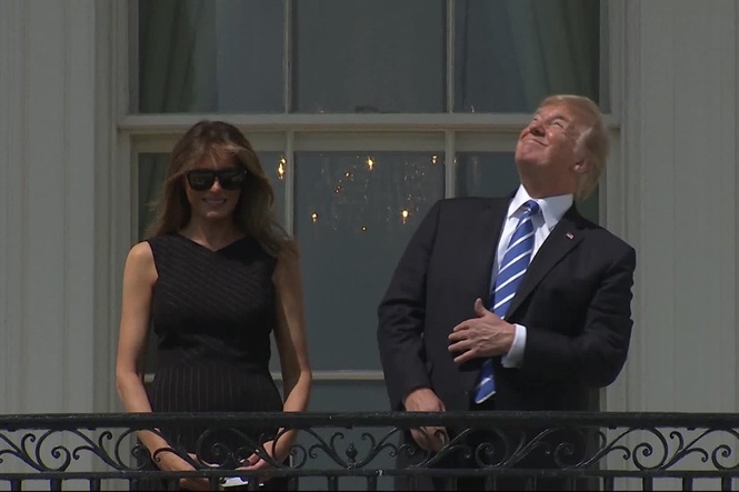 White House appears to troll Trump on eclipse day with meme of president staring at the sun